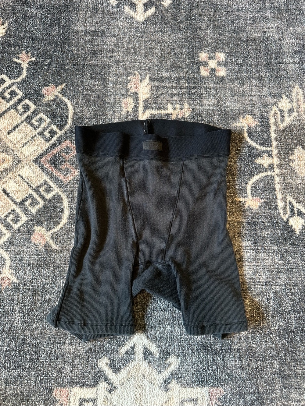 SKIMS Black Ribbed Boxer Briefs for Women